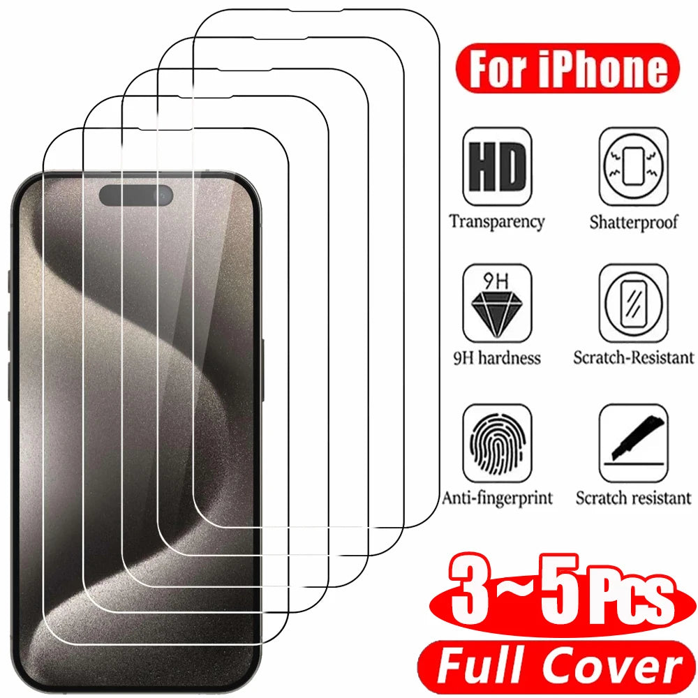 Clear Glass Film For iPhone 17 16 15 Pro Max Screen Protector For iPhone 11 12 13 14 15 Pro Tempered Glass IPhone13 Mini 16 Plus
